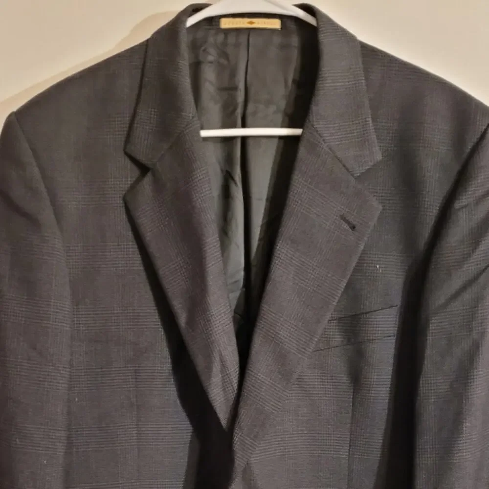 Joseph Abboud Nordstrom Mens 40R Gray Grey Plaid Wool Blazer Sport Coat Classic